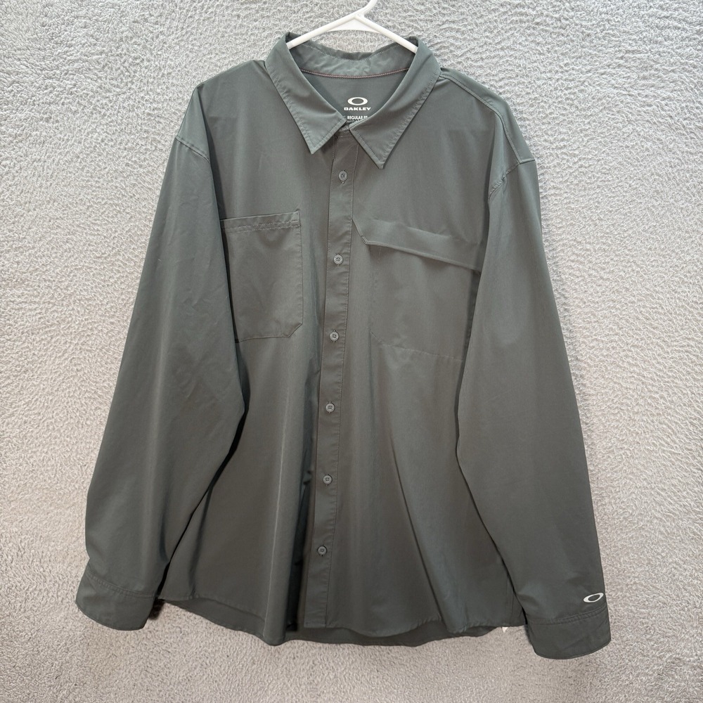 Oakley Shirt Adult XXL Gray Agility O Hydrolix UPF‎ 50+ Performance Stretch Mens